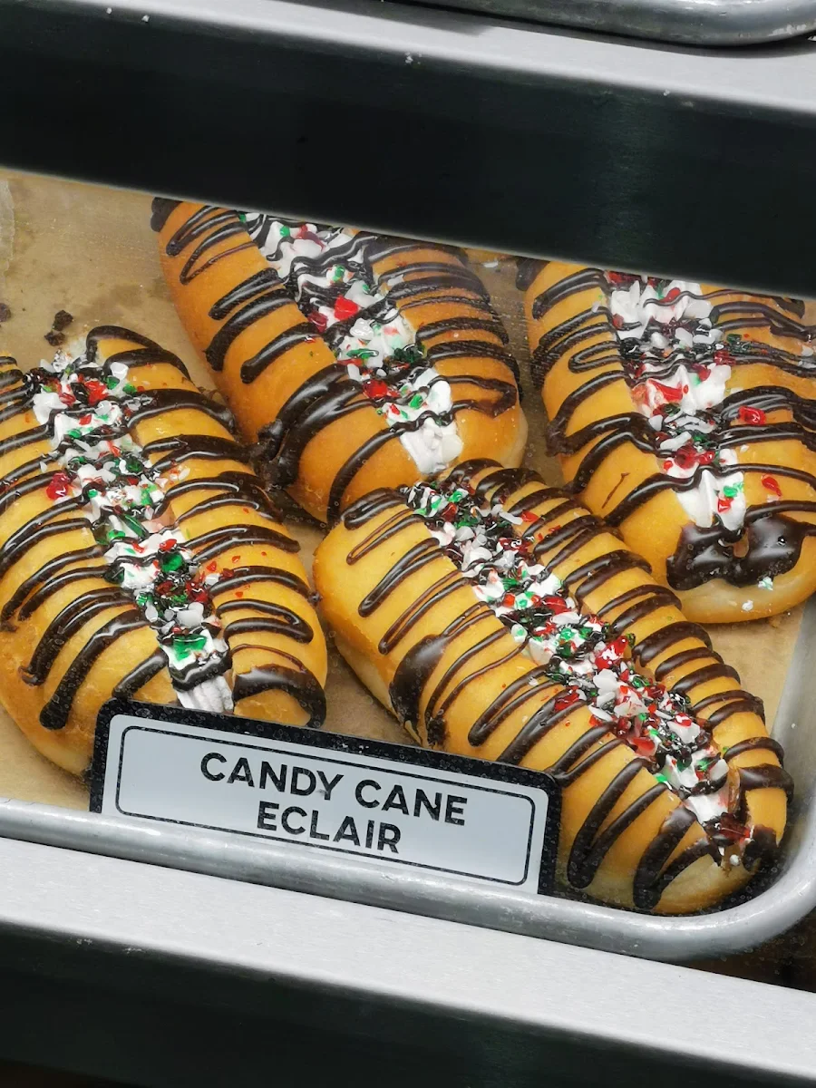 Candy Cane Eclair, Mmm Donuts • Café & Bakery