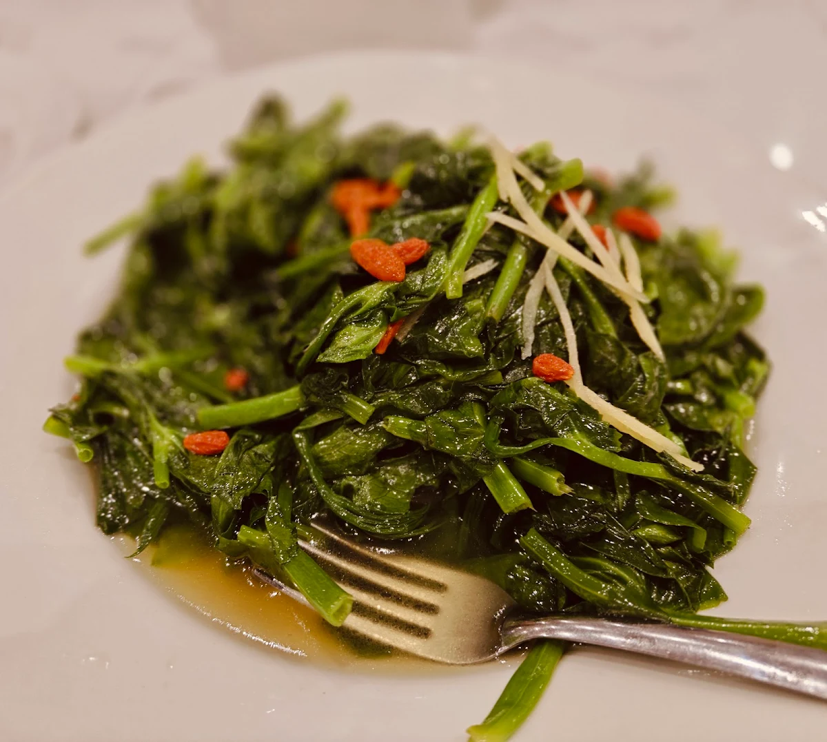 Snow Pea Leaves with Chinese Garlic & Soup