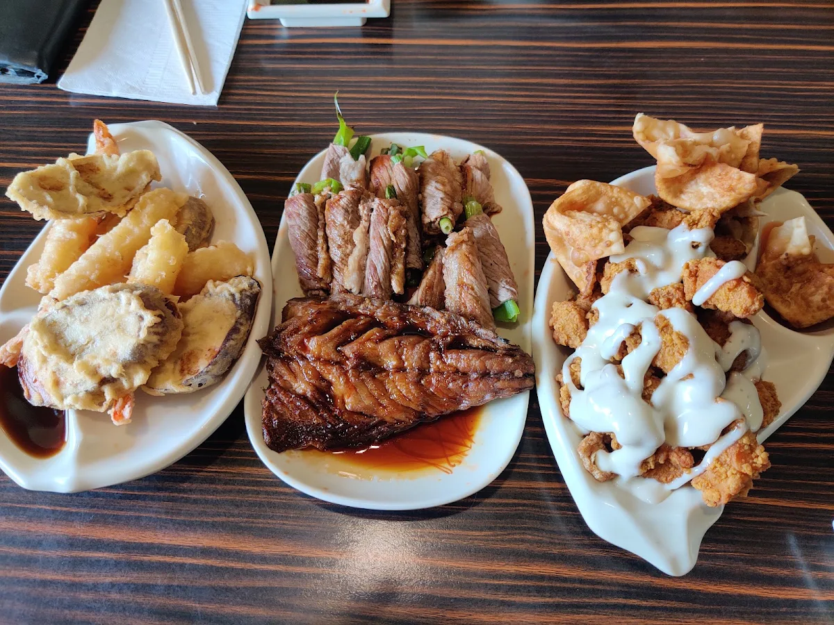 Shrimp Tempura Eggplant Tempura Mackerel Green Onion Beef Roll Cheese Wonton Coconut Chicken
