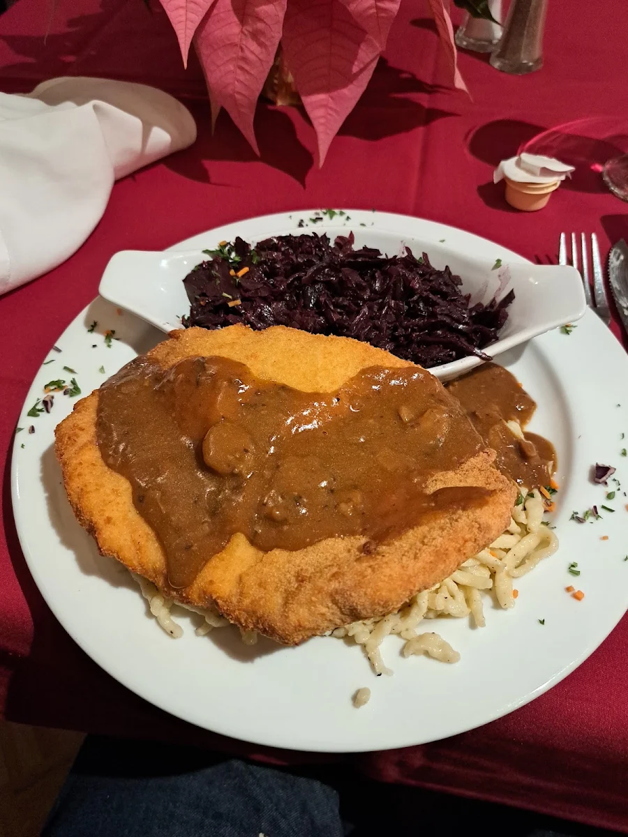 Jager Schnitzel with Red Cabbage