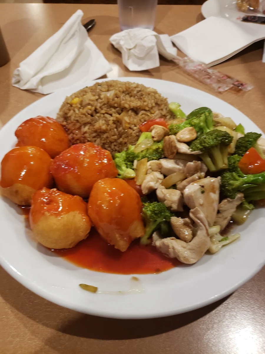 Chicken Fried Rice Almond Guy Ding and Sweet-And-Sour Chicken Balls