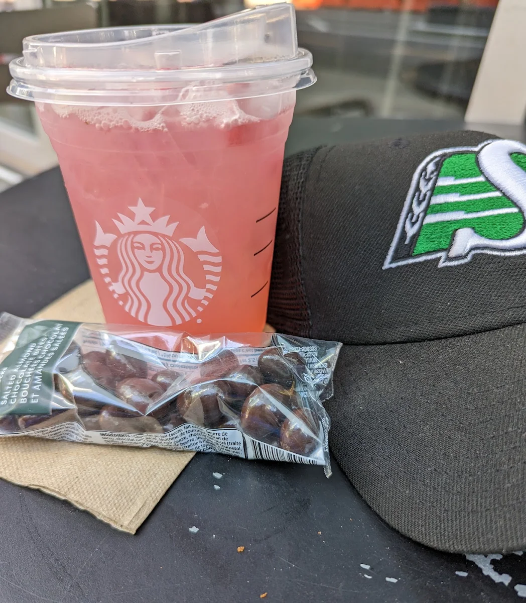 Acai Strawberry Refresher and Chocolate Covered Almonds
