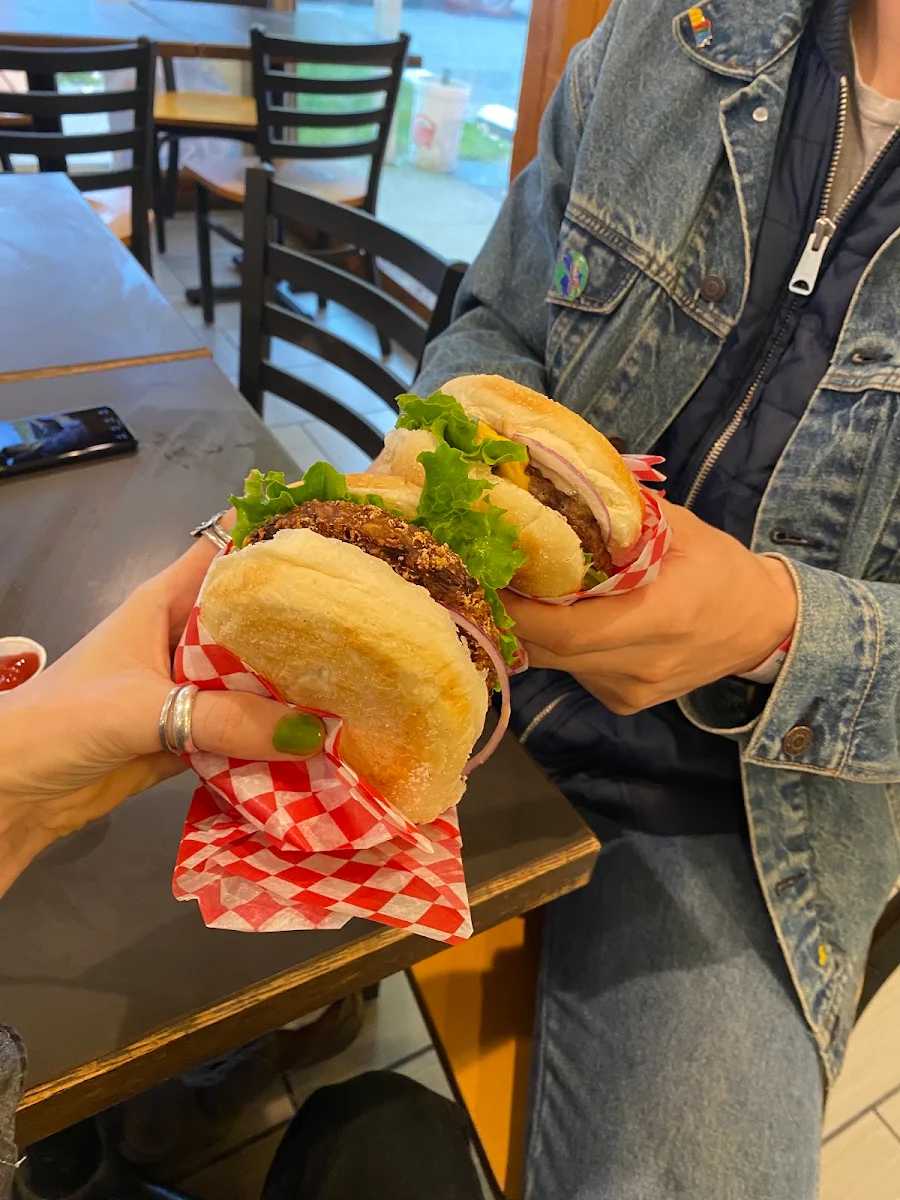 Cheeseburger and Veggie Burger