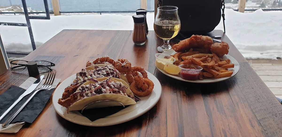 Chicken Taco with Onion Rings Two Piece Fish and Chips