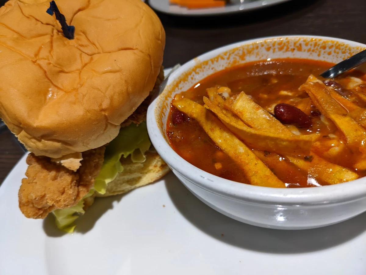 Perky Chicken Sandwich with Mexican Soup