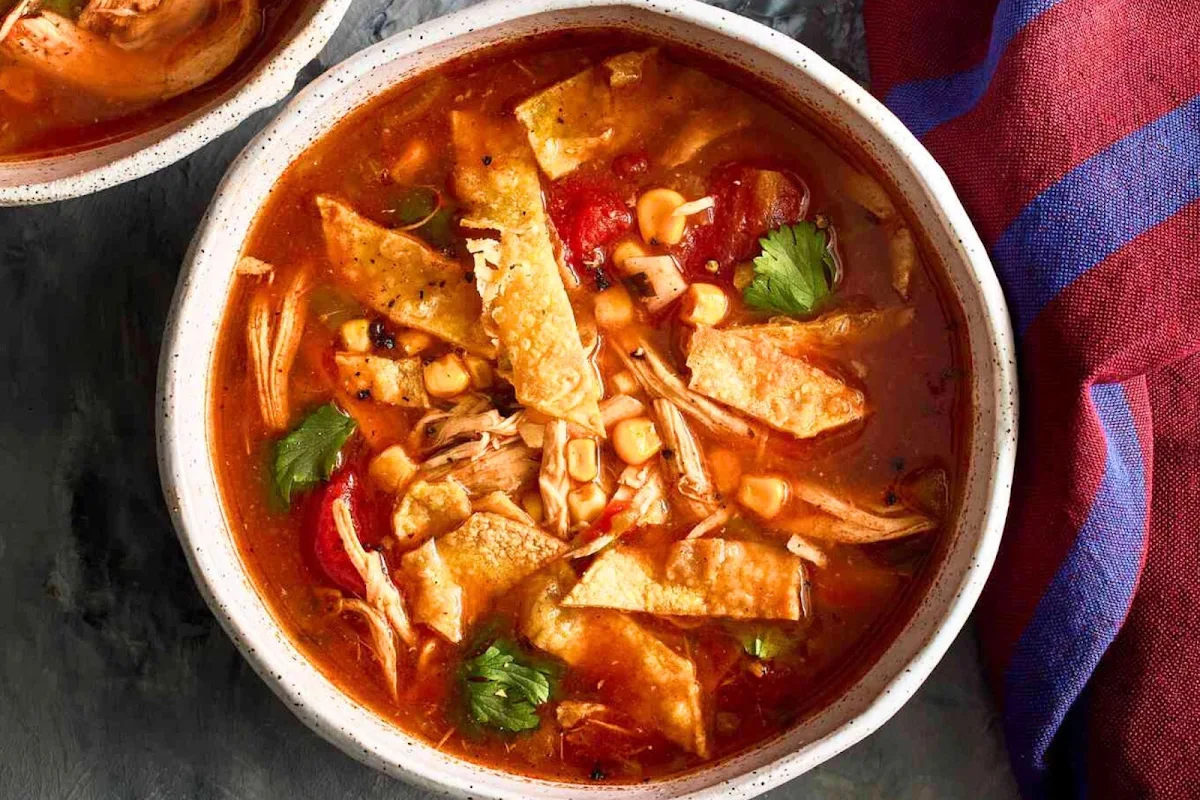 Chicken Tortilla Soup Garlic Bread on Side