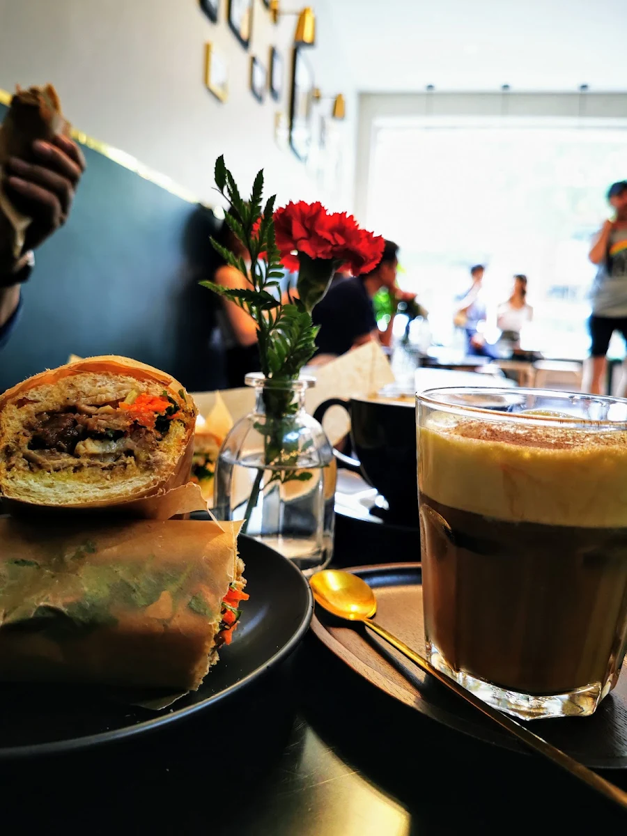 Roast Pork Banh MI and Iced Egg Coffee