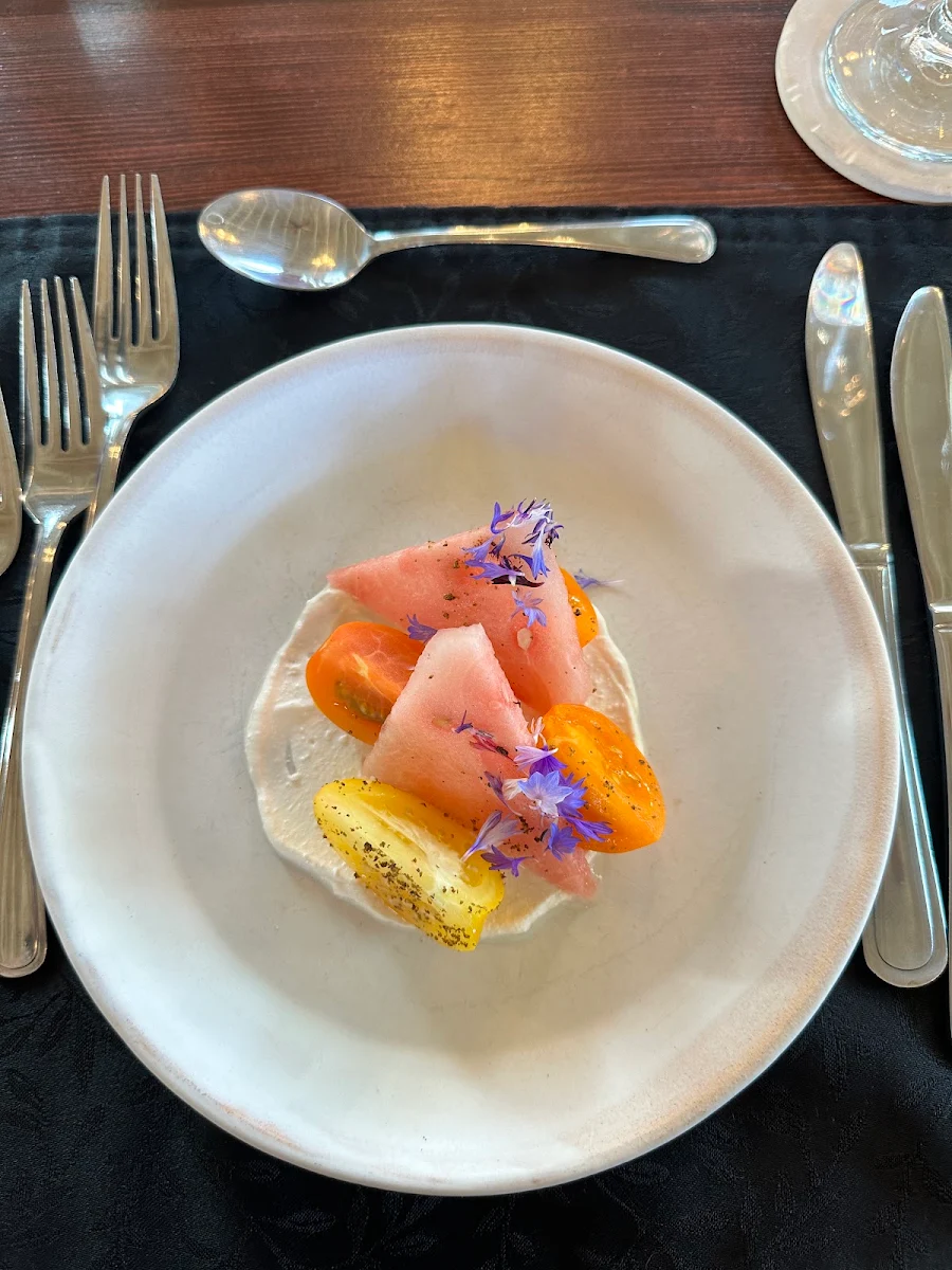 Tomato Watermelon Salad with Ricotta and Alder Pepper