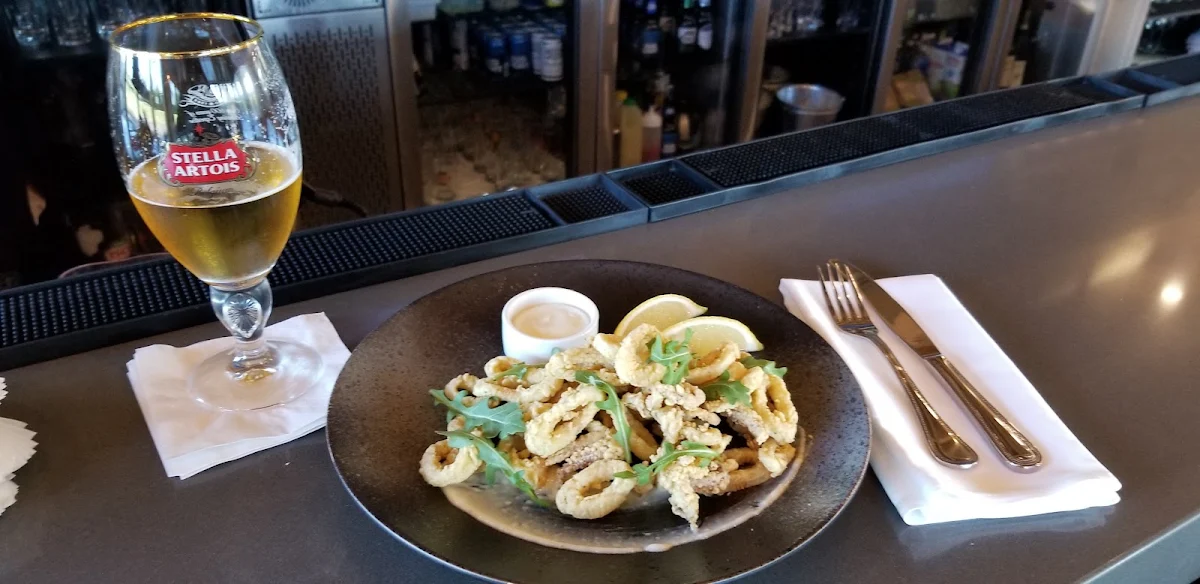 Stella Artois and Calamari Fritti