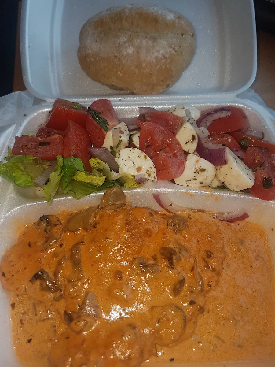 Chicken Gigi with Tomato Bocconcini Salad