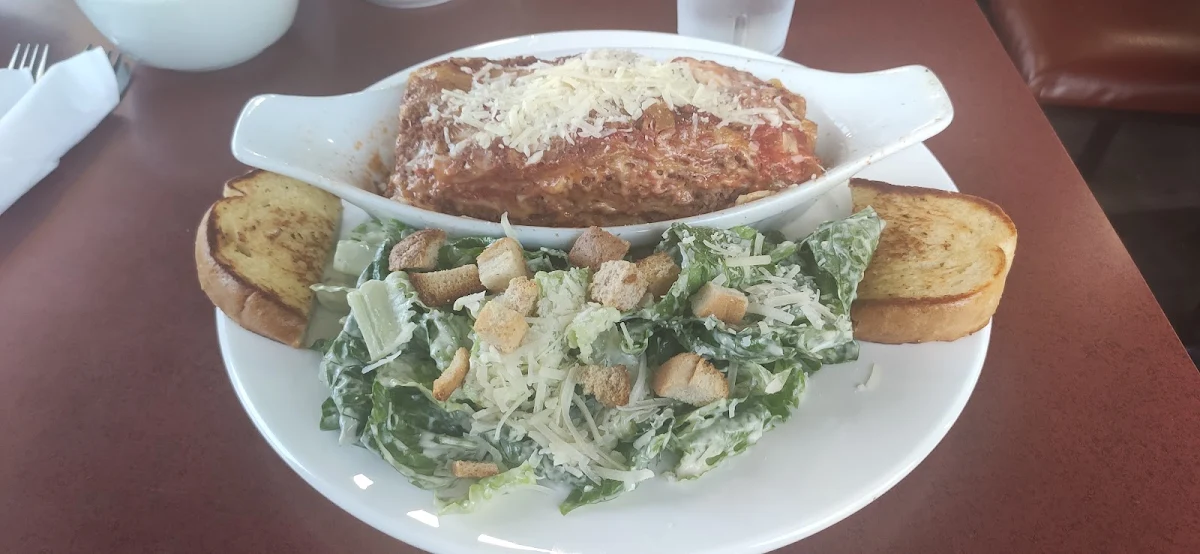 Lasagne with Cesar Salad and Garlic Bread
