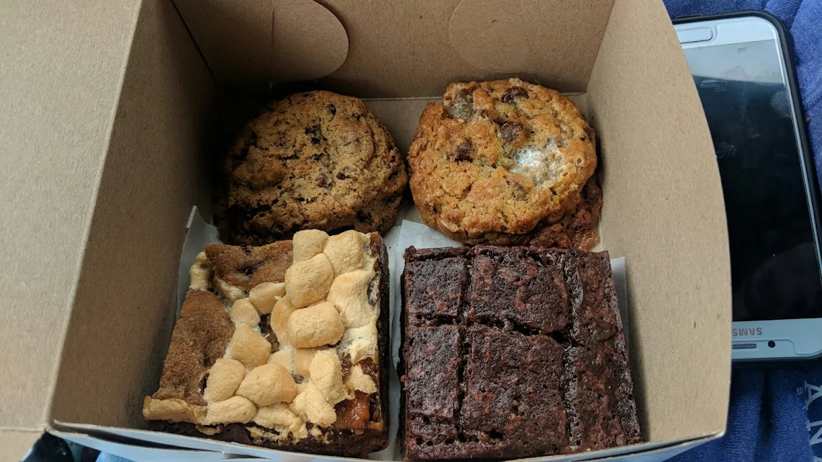 1 Salted Caramel Brownie 1 S'Mores Square 1 Pretzel Cookie and 1 Everything Cookie