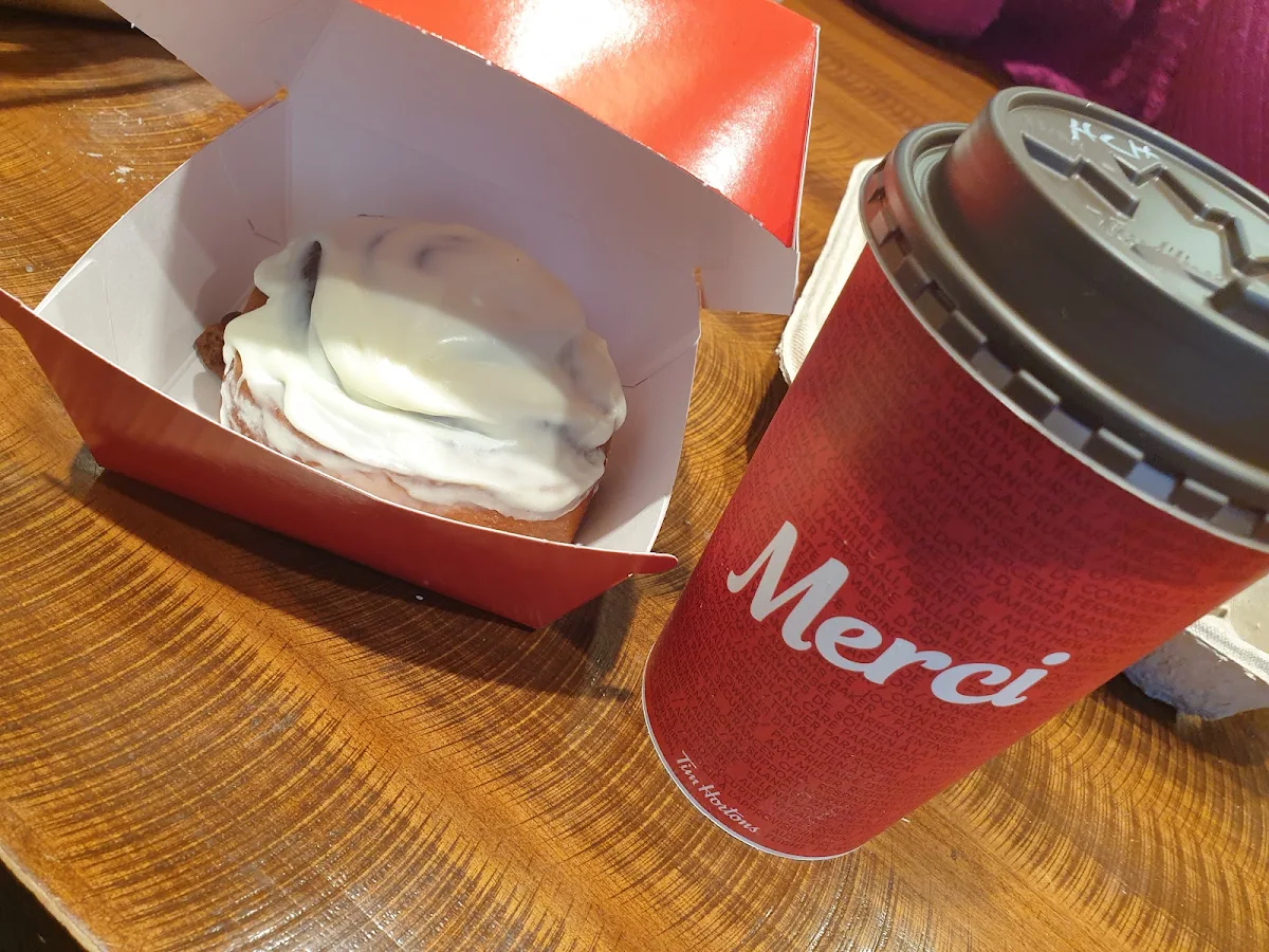 Cinnamon Roll and Hot Chocolate