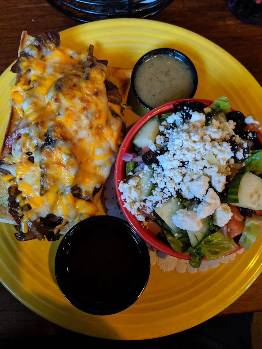 Philly Steak Sandwich with Greek Salad