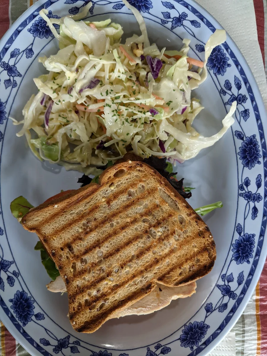 Club Sandwich on Gluten Free Bread with Coleslaw
