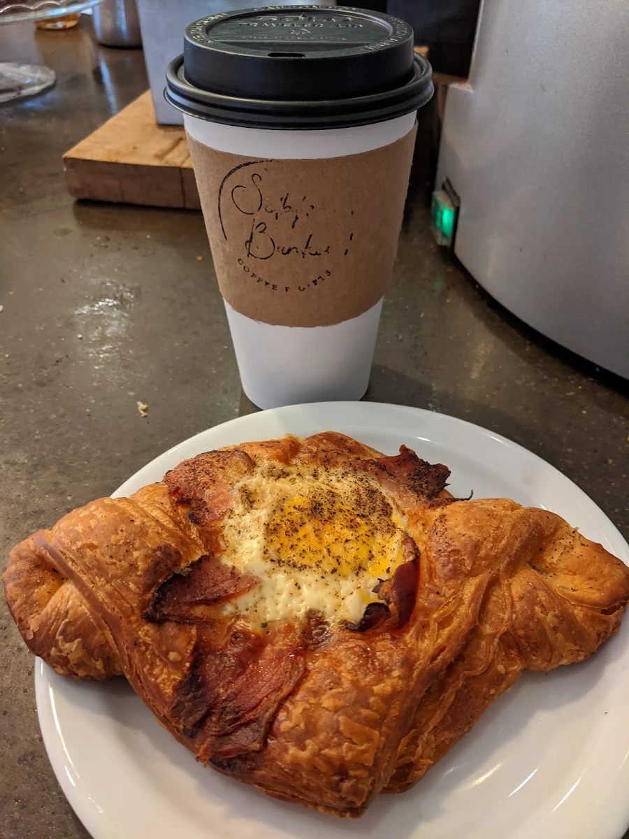 Egg & Bacon Croissant and Chai Latte