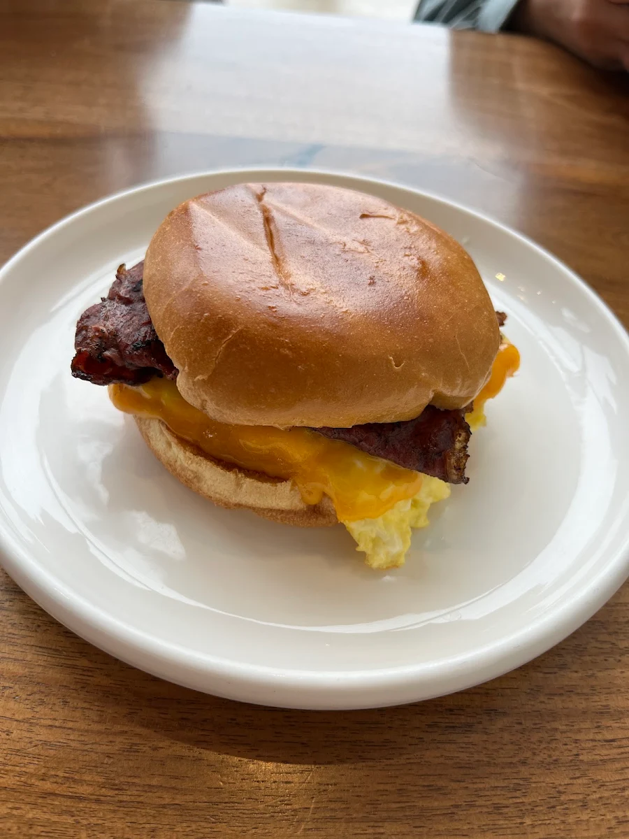 Egg and Pastrami on Brioche Bun