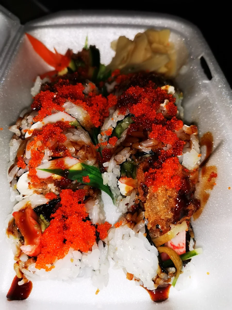 Spider Roll w Eggs Left Double Tuna on Right