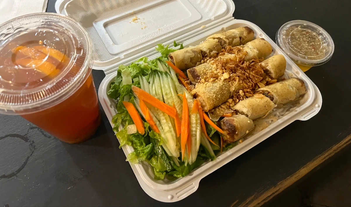 Stir-Fried Chicken w Spring Rolls - Bún GÀ Chả Giò