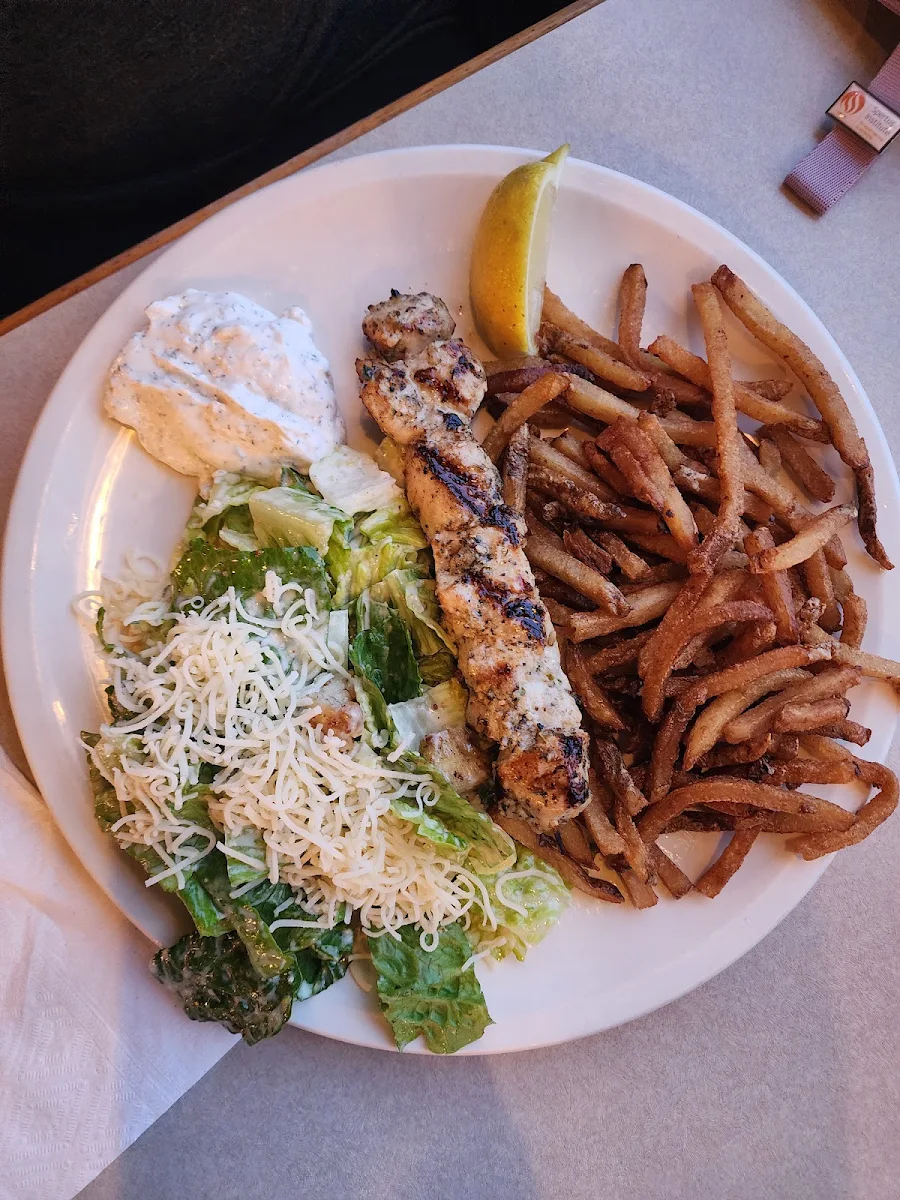 Chicken Pita and Cesar Salad with Greek Fries