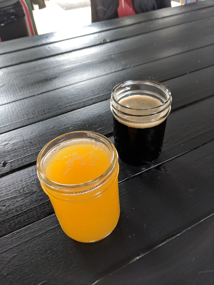 Flight of the Mango Pale Ale and Oatmeal Stout Barrel-Aged on Local Partridgeberries