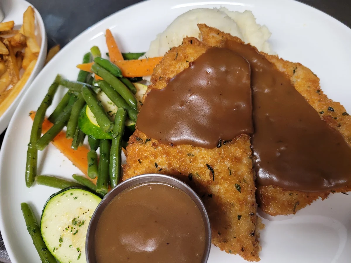 Pork Schnitzel with Mashed Potatoes and Gravy