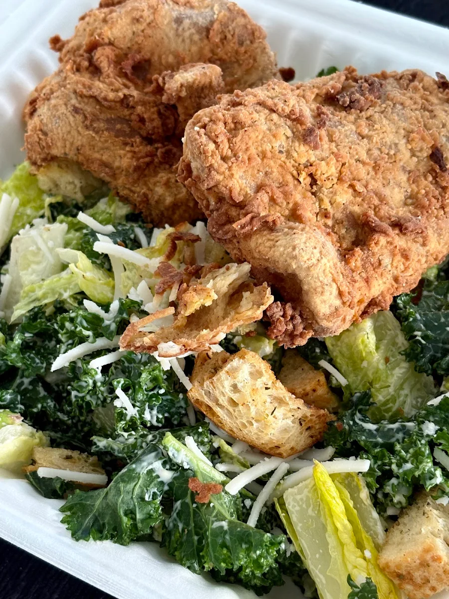 Fried Chickun Caesar Salad