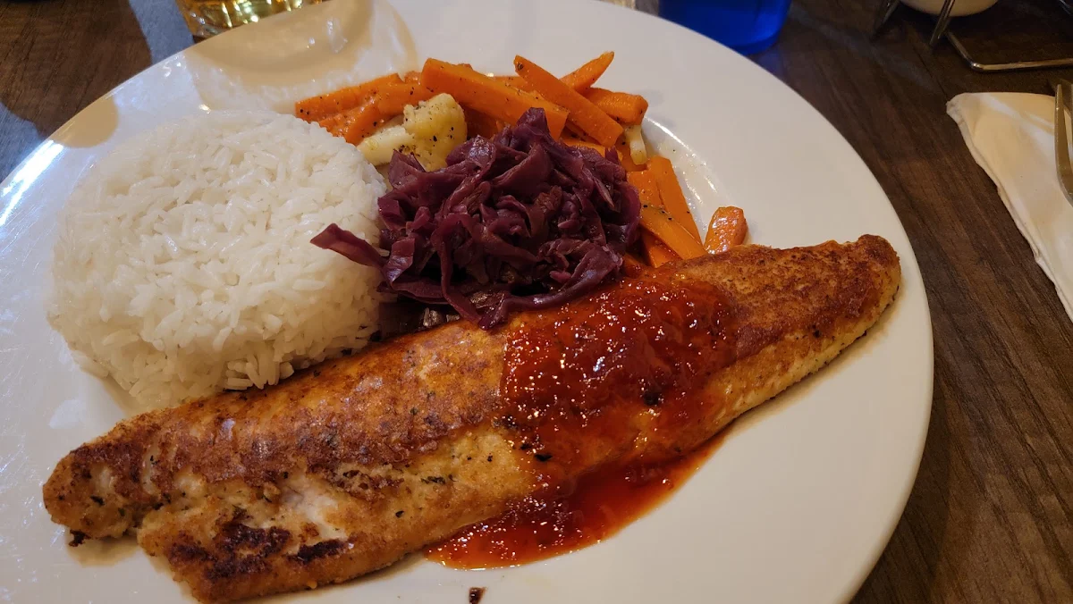 Pickerel with Red Pepper Sauce
