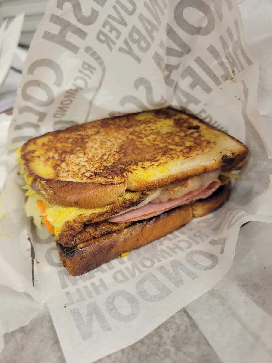 Egg Cheese Ham Bacon Breakfast Sandwich