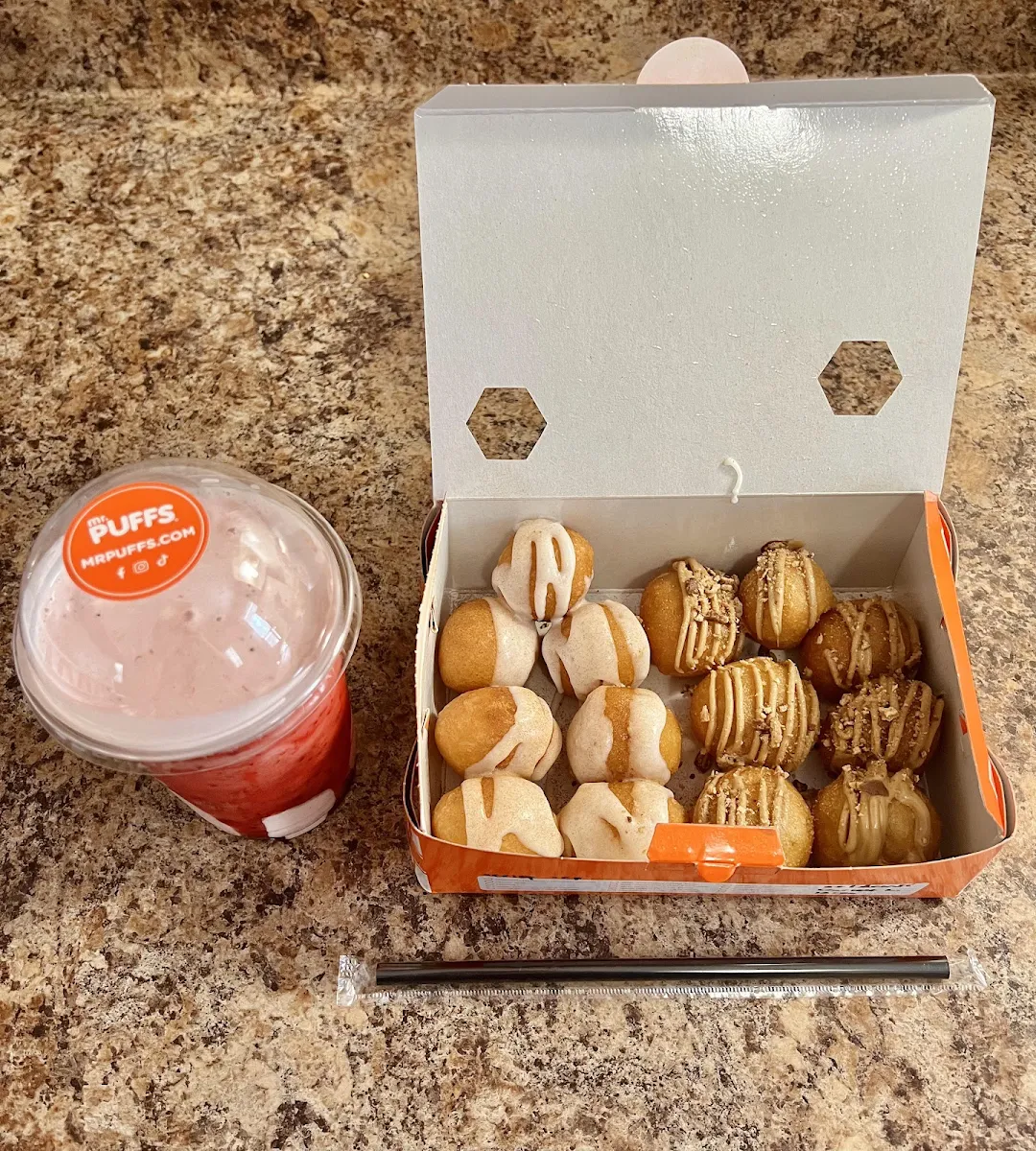 Loukoumades and Strawberry Milkshake