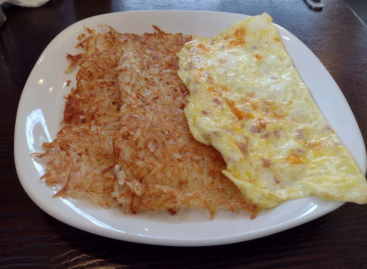 Ham and Cheese Omelette and Hash Browns
