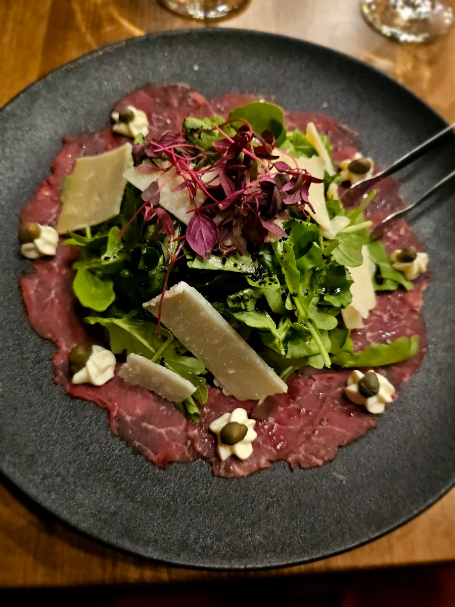 Beef Carpaccio, Prime Steak + Raw Bar