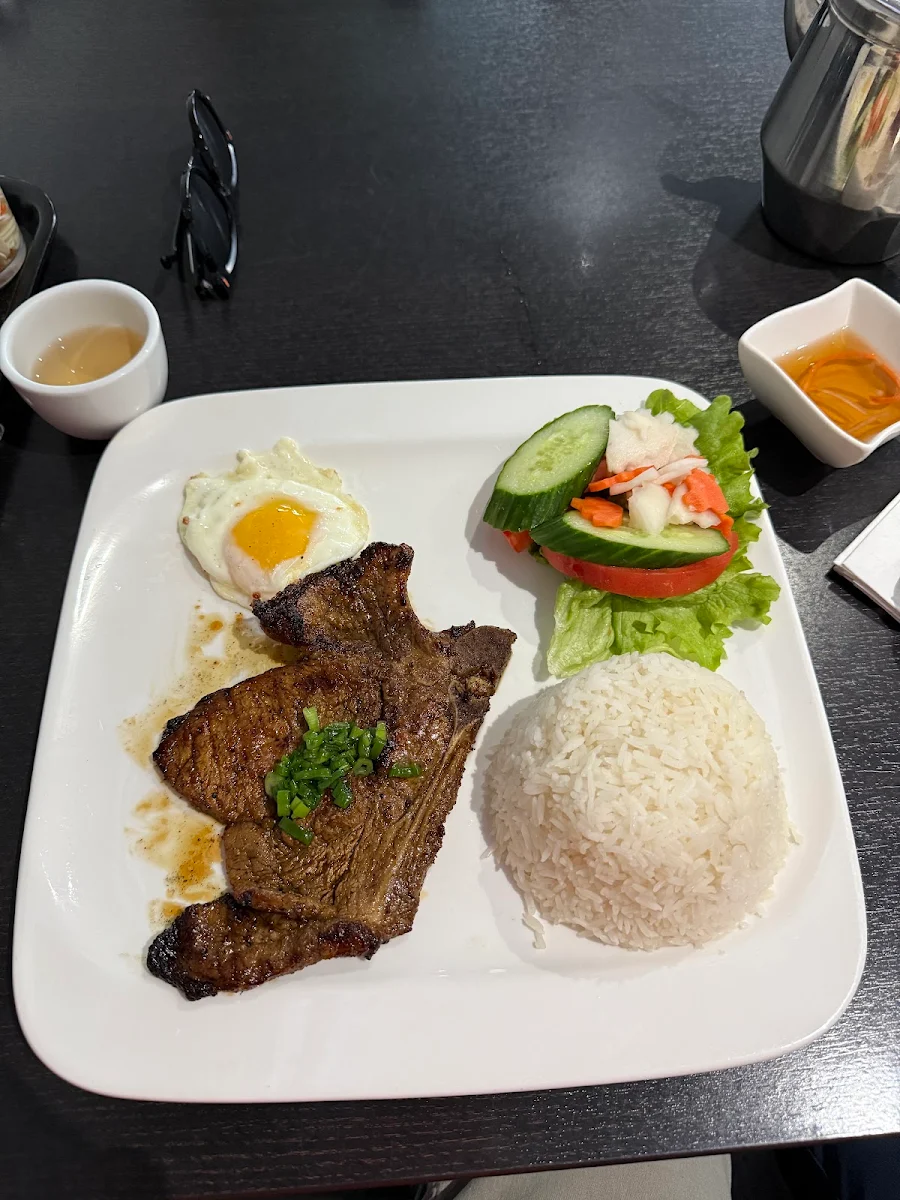 Grilled Pork Chop with Fried Egg and Rice