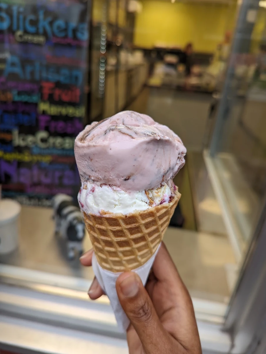 Blueberry Cheesecake and Chocolate Covered Strawberry Waffle Cone
