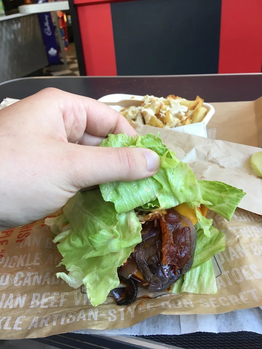 BBQ Bacon Burger in Lettuce Wrap