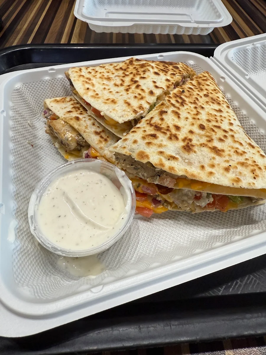 Greek Quesadilla with Chicken Souvlaki