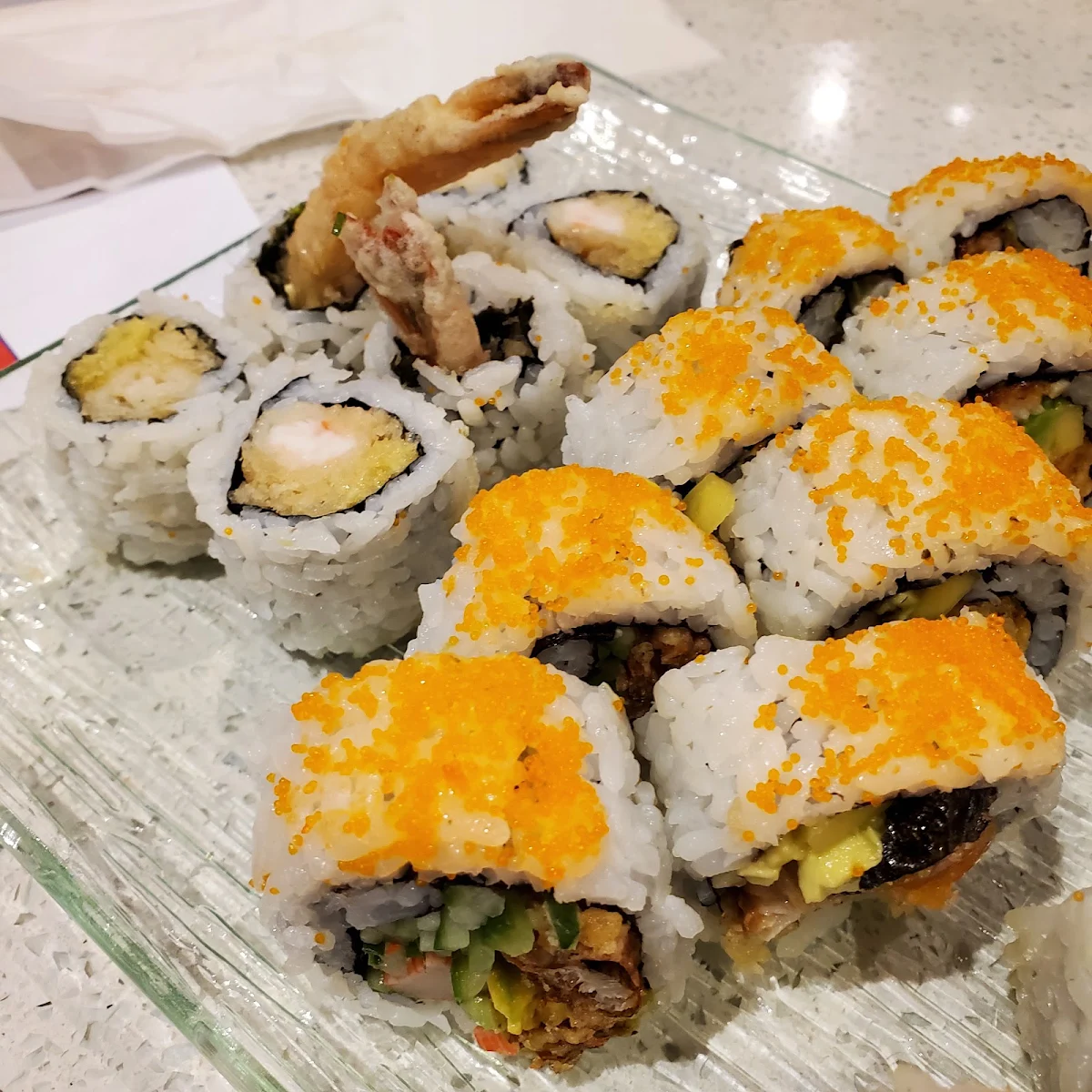 Sushi Sashimi Maki Rolls and Squid