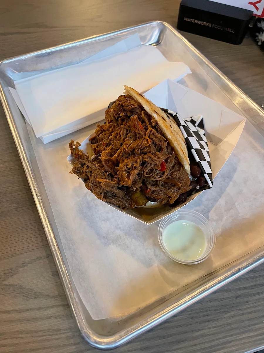Shredded Flank Steak Arepa