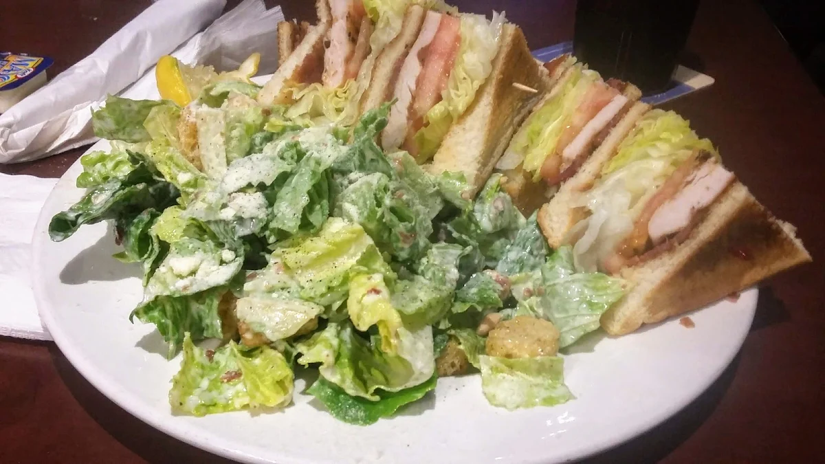 Caesar Salad and Club Sandwich