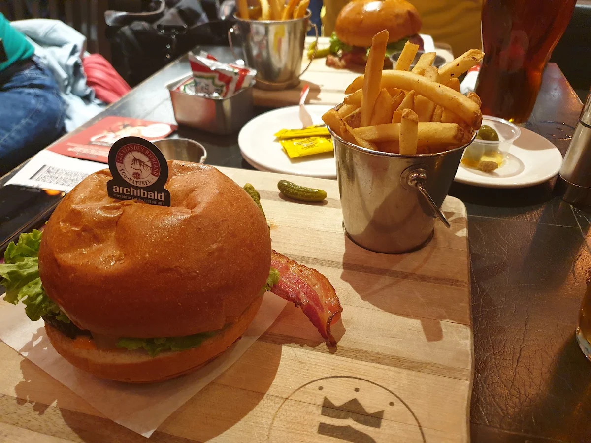 Goat Cheese and Mushroom Burger and Fries