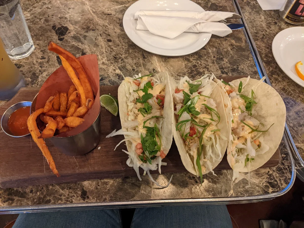 Fish Tacos and Sweet Potato Fries