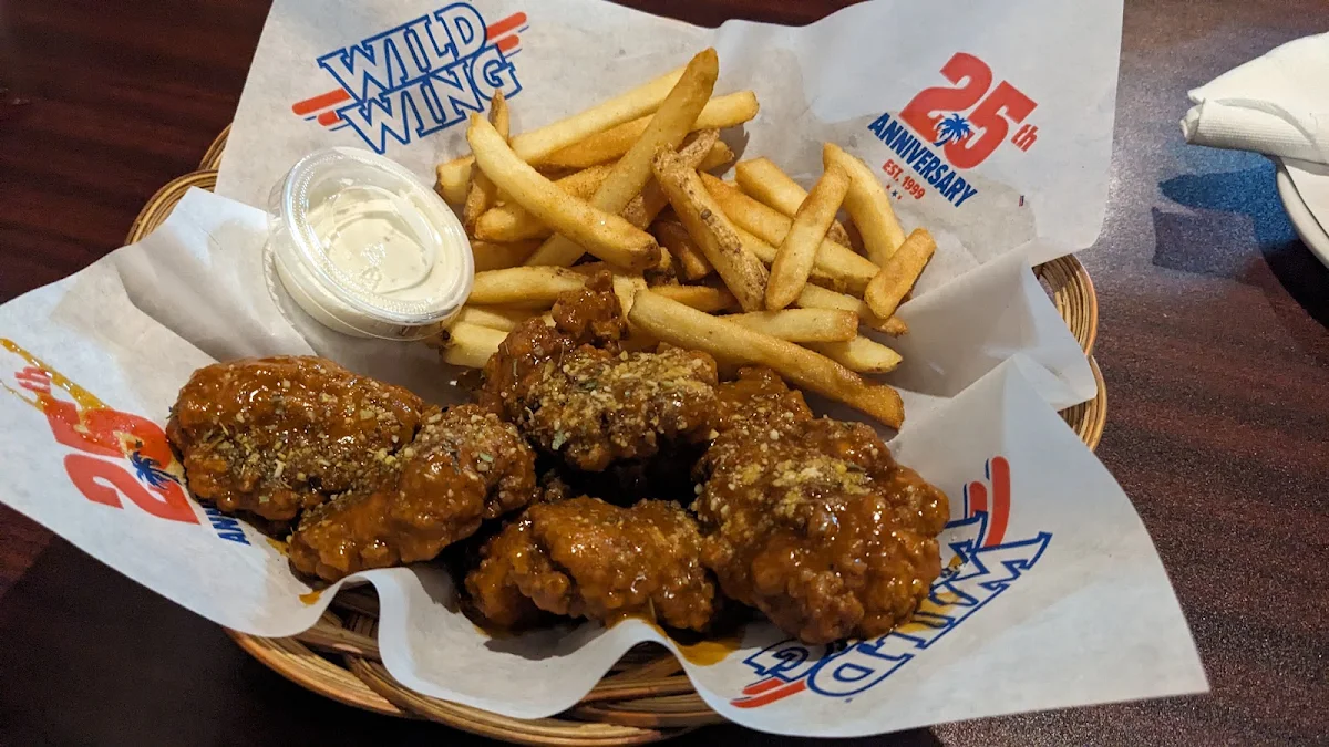Boneless Chicken Wings and Fries