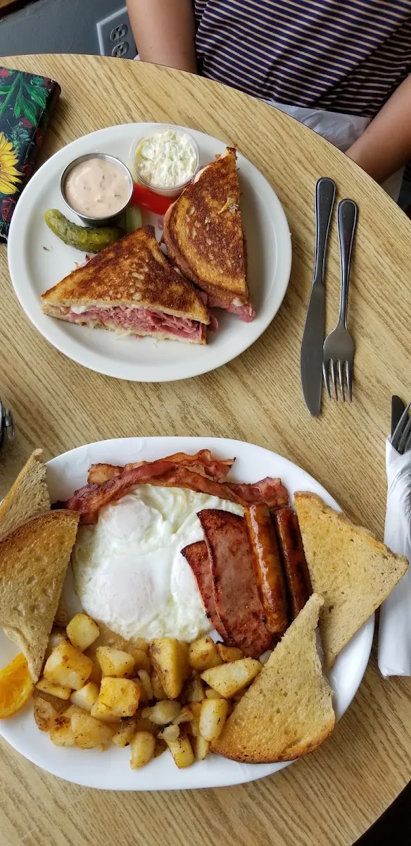 Grilled Reuben Sandwich and Big Breakfast