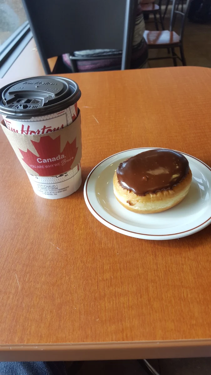 Coffee and a Boston Cream Donut