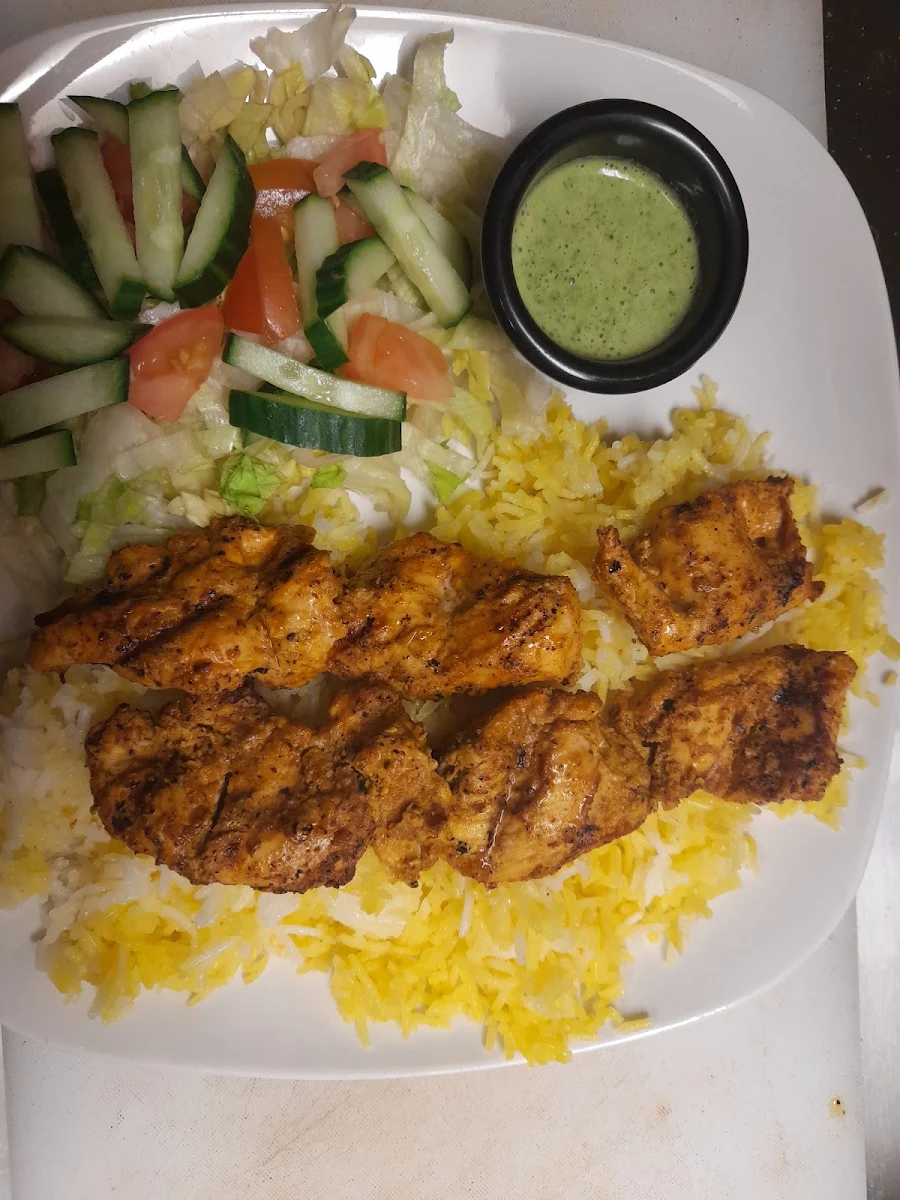 Chicken or Beef Kabab with Rice and Salad
