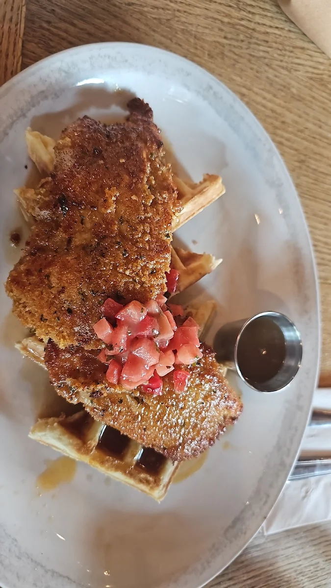 Chicken and Waffles with Watermelon Salsa
