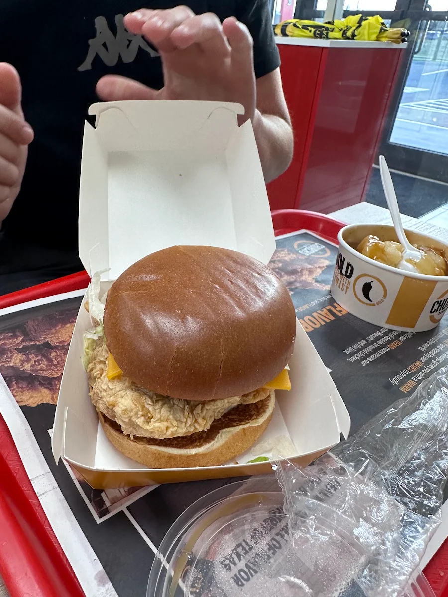 Chicken Burger Combo with Mashed Potatoes and Gravy