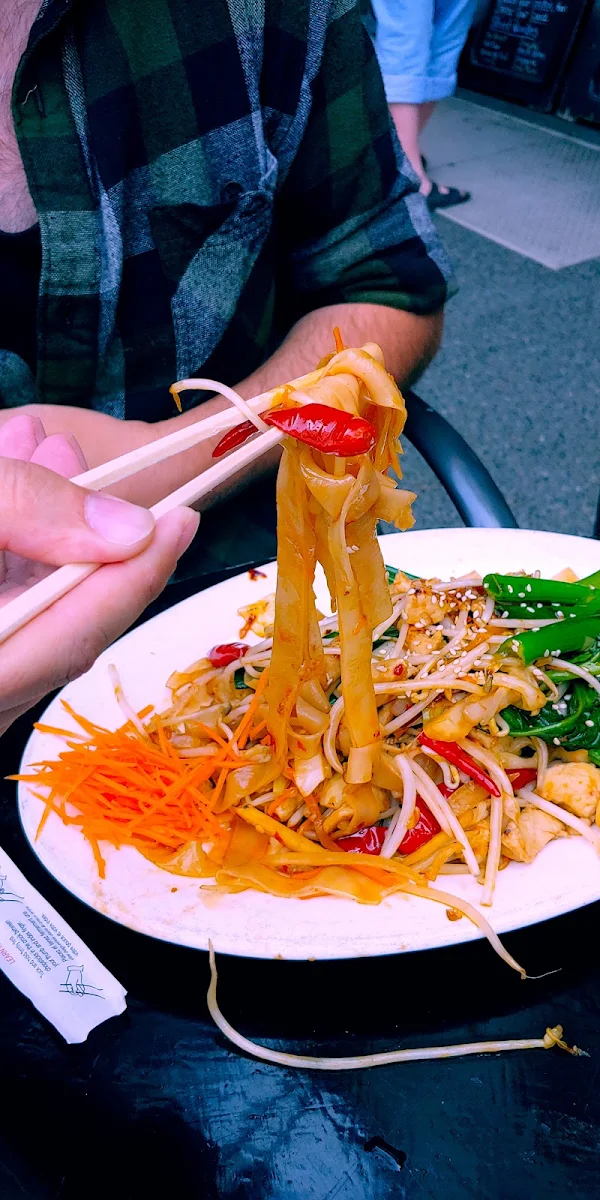 Szechuan Chicken with Wide Rice Noodles