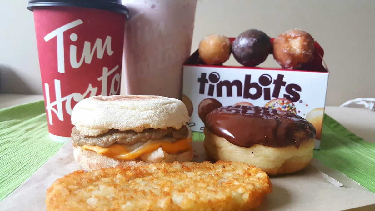 Breakfast Sandwich Hash Browns Boston Cream Donut Coffee