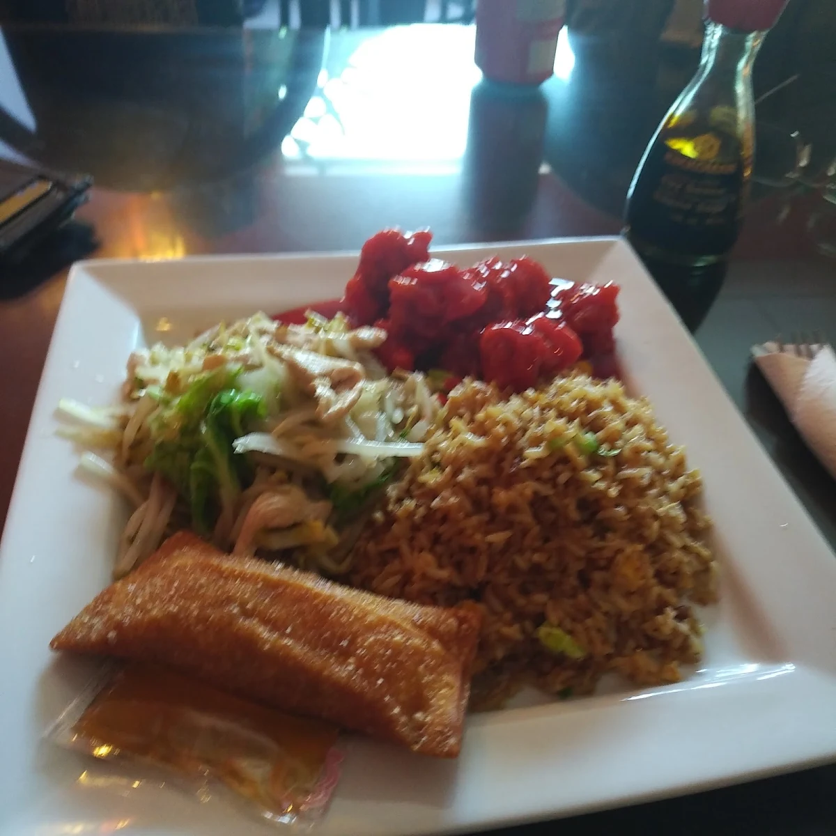 Sweet and Sour Pork Egg Roll Fried Rice